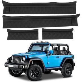 Door Sill Guards Kit Fit for Wranglers JL JT 2018-2024,4 Door Sill Protector with TPE Material, Adhesive Backing, Easy Installation
