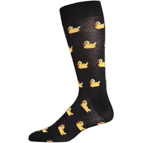 MeMoi Men's Rubber Duck Rayon from Rayan Blend Novelty Crew Sock
