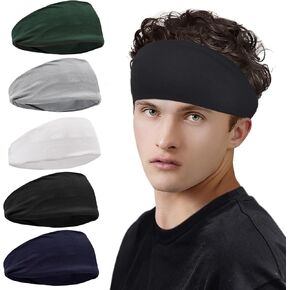 5 PCS Breathable Sports Headbands for Men and Women, Comfortable Moisture-Wicking Hairbands for Fitness, Yoga, Running, Cycling, and Workout