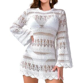 Swimsuit Coverup for Women Crochet Swim Cover Up Bathing Suit Cover up for Women Mesh Knit Beach Cover up