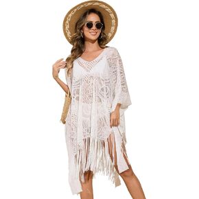 Sexy Lace Swimsuit Cover-Up for Women, Bathing Suit Cover Up, V-Neck Beach Cover Up for Poolside, Seaside and Party