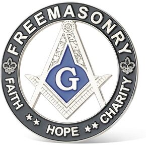 Premium Freemason Mason Emblem Emblem Badge Scarm الماسونية المذهلة مع تصميم البوصلة لزينة المركبات الفاخرة (1 ، شعار Mason Compass مع G)