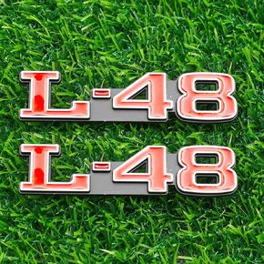 Right & Left Hood Badge 3D Emblems Nameplate Replacement for 1973-1979 "L48 L-48 2Pc (Gloss Black)