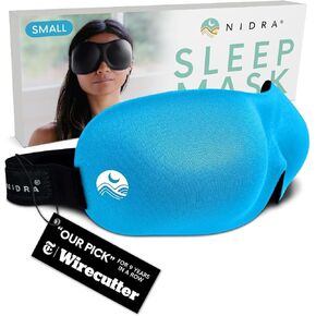 Nidra Sleep Mask, Contoured Blackout Sleeping Mask, for Men & Women - Small Size, Blue