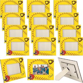 Aneco 12 Pieces Baseball Picture Frame 8x10 Inch Baseball Pattern Photo Frames Baseball Wooden Photo Frame Display 4x6 Inch Photos for Tabletop Home Hotel Office Decor for Sports Theme Party Gifts