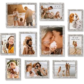 TWING Collage Picture Frames Wall Decor 10 Pack, Gallery Wall Rustic Picture Frame Set for Wall or Tabletop Display, Multi Sizes with Two 8x10, Four 5x7, and Four 4x6 Photo Frames