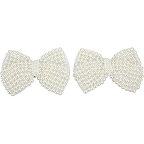Liebewh 2pcs Pearl Shoe Flower Flower Novel Novel Personalized Fashion Shoe Decorations لأحذية أحذية مسطحة الصنادل الكعب العالي (عقدة القوس)