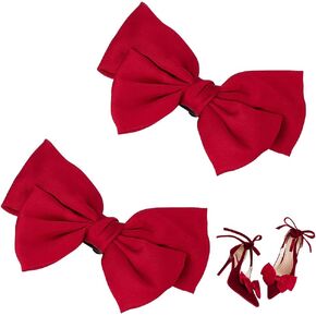 PH PandaHall 2pcs Bow Shoe Clips, Satin Buckle Removable Elegant Jewelry for Women's Shoes, Wedding, Summer Party Heels, Flats, Hair Accessories, Bag, Clothing, Boot