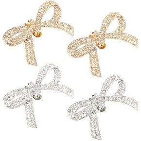 2 Pairs Shoe Clips,Rhinestone Bow Shoe Clips,Detachable Classic Fashion Sparkling Bow Heels,Heels Accessories Fashion Bridal Wedding Shoe Jewelry Clips Shoes Jewelry Decoration
