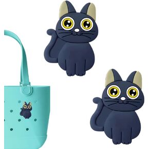 Blue Cat Charms for Bogg Bag - Set of 2 PVC Rubber Inserts, Compatible with Bogg Bag Accessories, Beach Bag Charms Inserts Accessories for Women Girls 1