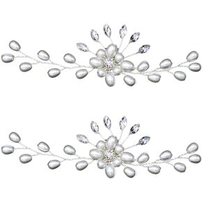 Amosfun 2Pcs Pearl Shoe Clips for Pumps Pearl Shoe Buckles Crystal Bridal Shoe Buckles DIY Floral Shoe Buckle Wedding Shoes Clips Women Shoe Jewelry Accessories