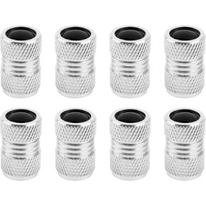 8PCS Tire Valve Caps Kit with Stickers,Leak Proof Valve Stem Caps for Avoiding Dust and Mud Damage,Stylish Aluminum Alloy Car Tire Caps of Car Decor for Most Vehicles (Silver)