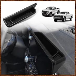 Muslogy Center Console Organizer Dash Storage Box Compatible with Chevrolet Colorado & GMC Canyon 2023 2024 2025 Dashboard Organizer Insert Behind Screen Interior Storage Accessories (Black)