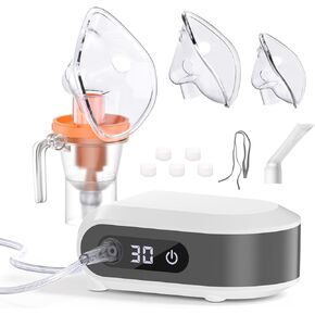 Smart Portable Nebulizer for Adults and Kids, Digital Nebulizer Machine for Kids, Breathing Treatment Machine Nebulizer, Nebulizer Compressor with Timer Function (Two Nebulizer Masks Included)
