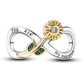 HONGRUI 925 Sterling Silver Charms for Bracelets Sunflower Sunshine Bead Charm for Women Jewelry Gift