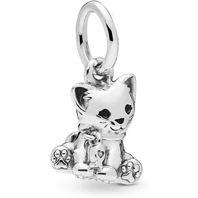 Kitty Cat Charm Charm يناسب Pandora لحظات الأساور نساء عائلة عيد الميلاد S925 عيد ميلاد حبة