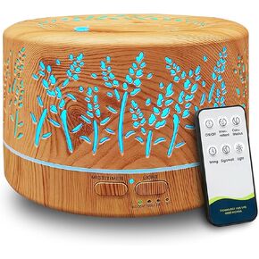 Diffusers for Essential Oils Large Room 600ml,Essential Oil Diffusers for Home with R/C,Cool Mist Humidifier,7 Colors Lights & 3 Mist Mode Waterless Auto Off for Office in Kuwait