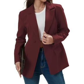 Women's Long Slleve Notch Lapel Work Suit Blazers Open Front Causal Jacket Outwear with Pockets
