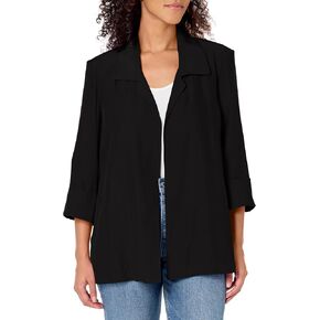 MULTIPLES Women's Turn-up Cuff Three Quarters Sleeve Open Front Lined Swing Jacket