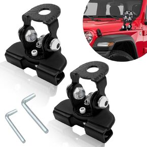 2PCS LED Light Bar Mounting Brackets for Car, 304 Stainless Steel Adjustable Car Hood Mount Light Bracket, Universal Pillar Hood Clamp LED Work Light Base Mount Holder for Off Road Truck (Black)