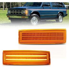 مصابيح علامة جانبية LED Fender Fender من 1983-1994 Chevy Blazer S10 GMC Jimmy S15 ، مصابيح علامات الصدمات الجانبية المدخنة ذات العدسة المدخنة ، [فائقة السطوع] علامات الجانبية العنبر LED.