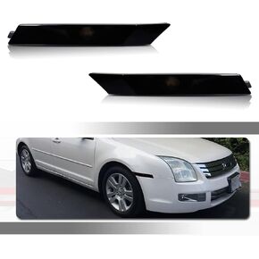 White Led Smoked Lens kit Compatible With 2006-2009 Ford Fusion & Mercury Milan Front Bumper side Marker Light 6E5Z 13200 FO2550142 FO2551142