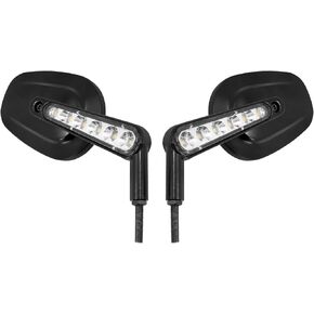 Motorcycle Muscle Rear View Mirrors with LED Turn Signals Running Light Fit For Harley VROD V-Rod VRSCF Road King Sportster (Gloss Black Clear Lens) in Saudi Arabia