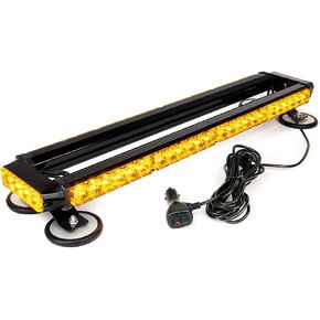 Xprite Amber LED Rooftop Strobe Light Light Bar 26 "Double Side High Weribility Perferger Beacon Lights w/Magnetic Base لمركبات البناء السلامة Tow Troucks Pickup Snowplow