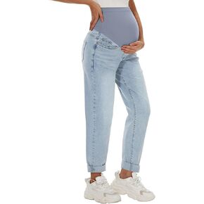 Peauty Maternity Jeans Over Belly Support Boyfriend Jeans Comfortable Stretch with Pockets Pregnancy-Pants