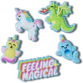 Crocs Jibbitz Charms – Plants & Animals – Flowers – Summer – 100% Man-made Material – Easy Attachment Feeling Magical 5-Pack One Size One Size