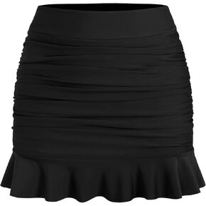 ZAFUL Women High Waisted Swim Skirts Ruffle Ruched Mini Skirt Tummy Control Bikini Bottoms
