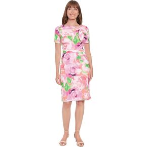 London Times Women's Polished Sheath Dress with Bow Detail Career Office Event Occasion Guest of