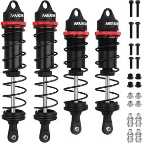 RC Shock Absorbers, 4PCS 130mm RC Car Rear Shock Absorber 1/8 Scale Adjustable Shocks Compatible with 1/8 Arrma Typhon,Traxxas-Sledge-ALUM, FS Racing JLB HSP LRP Hobao Hongnor DF Truggy (Red＆Black)