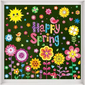 JOICEE 6 Sheets Spring Window Clings,Watercolor Butterfly Spring is in The Air Window Decal Stickers Removable Anti-Collision Spring Window Cling for Window Glass Decoration