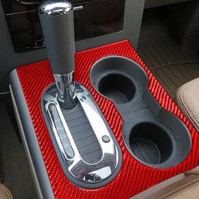 Car Central Control Gear Shift Knob Cup Holder Panel Cover Trim Real Carbon Fiber Stickers for Ford F150 2004 2005 2006 2007 2008 (Black)