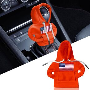 Car Gear Shift Cover, Fashionable American Flag Gear Shift Hoodie for Shifter Knobs, Funny Car Shift Knob Cover, Universal Car Interior Accessories (Black)