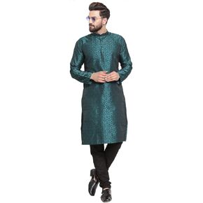 Maple Clothing Brocade Silk Men's Kurta Pajama Indian Wedding Party Wear