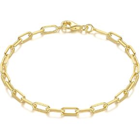 14K Gold Bracelets for Women & Men Dainty Gold Paperclip Chain Bracelet for Women Cute Stackable Bracelets Jewelry 6.5 in-9 in