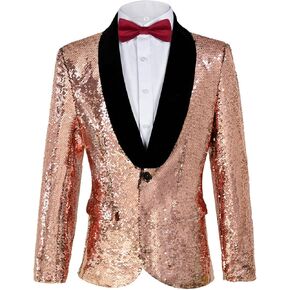 رجال السترة اللامعة للرجال بريق سهرة معدنية سترة الحفل حفل زفاف زر واحد in Kuwait