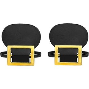 Colonial Shoe Buckles | Pilgrim Shoe Buckles | Historical Costume Shoes Buckle | 18th Century Shoes Buckle | Colonial Costume Accessories | Vintage Pilgrim Attire | Black/Gold | Pull On | One Size