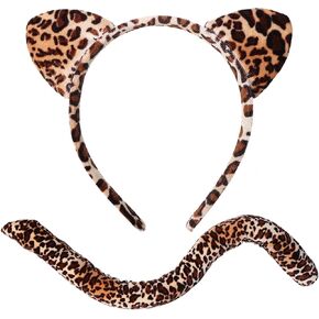 Tequise Cheetah Costume Accessories set- leopard Cat Ears Headband and Tail Animals Cartoon Characters Halloween cosplay dress Up