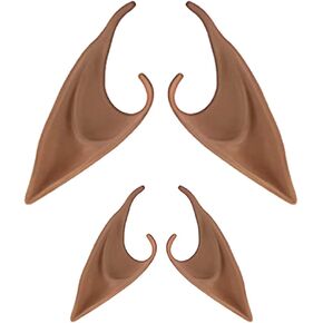 2 Pairs Elf Ears, Fairy Ears Set Short and Long Cosplay Elf Ears Brown Elf Ears for Women Halloween Party Party Dress Up Costume Halloween Cosplay Accessories for Halloween Christmas