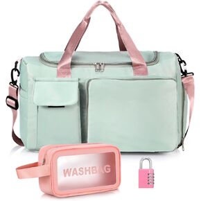 Capacity Folding Travel Bag Set Travel Duffle Bag Weekender Carry on Sports Bag Gym Bag Include Wet Pocket & Shoe Compartment and 4 Digit Combination Padlock Outdoor for Women and Men