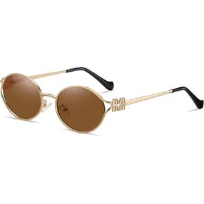 Retro Oval Sunglasses for Women Men UV400 Protection Stylish Vintage Shades Trendy Fashion Metal Frames Sun Glasses