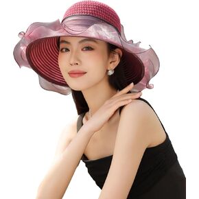 Women’s Floral Organza Church Derby Hat Cocktail Tea Party Wedding Fascinator Summer Sunblock Travel Beach Bucket Hat