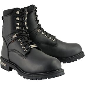 Milwaukee Leather Men's Black Wide Width 7-inch Lace to Toe Full-Waterproof Leather Boots MBM9036WP
