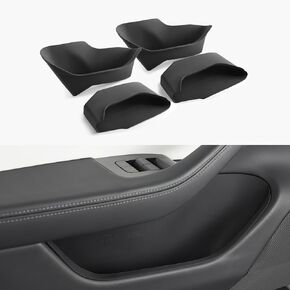 TPARTS Door Side Storage Box for Tesla Model 3 Highland 2024 2025+, Silicone Waterproof Tray Organizer Compartment, Tesla Interior Accessories Front Rear Door Handle Pocket Protectors Cover (Set of 4)