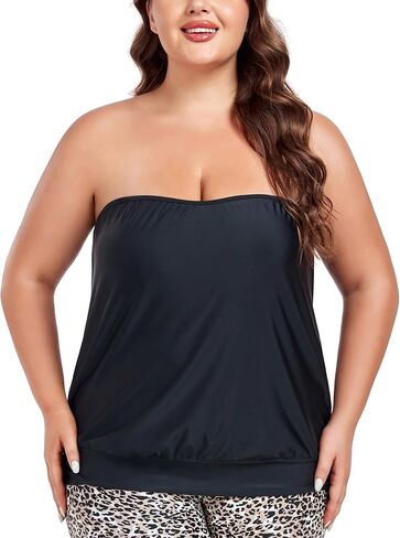 Ocean Blues Women's Plus Bandeau Tankini Top فقط in Saudi Arabia