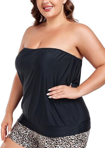 Ocean Blues Women's Plus Bandeau Tankini Top فقط in Saudi Arabia