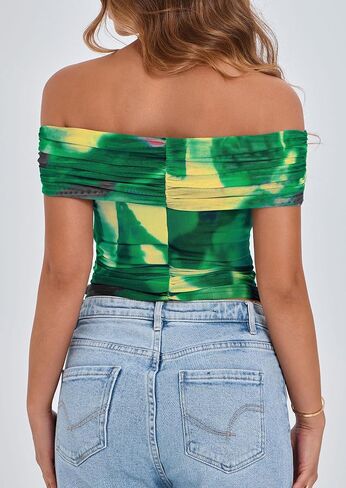 Prettygarden Summer Tops for Women 2025 قبالة الكتف القصيرة الأكمام القصيرة القمصان النحيفة. in Saudi Arabia